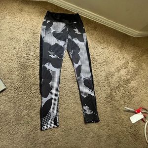 black noir print adidas tights